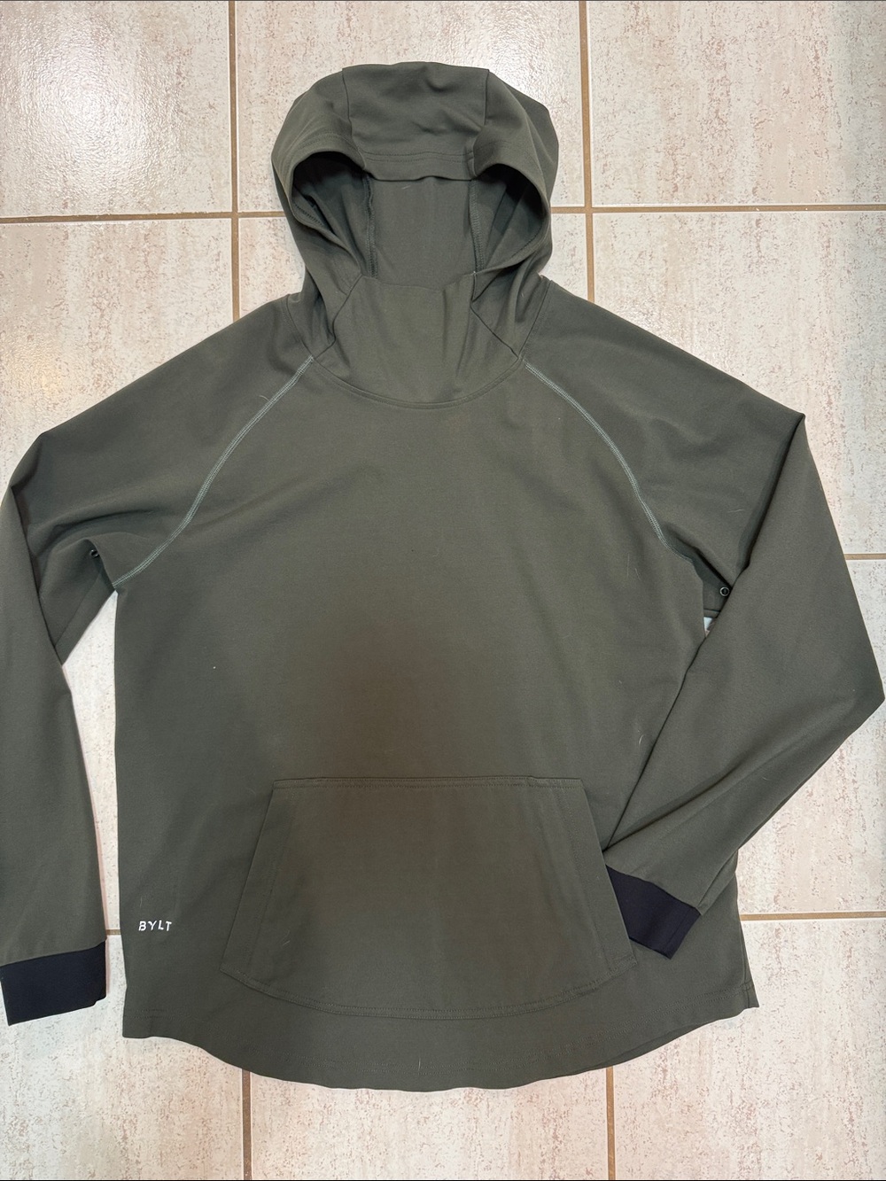 BYLT Premium Drop Cut Pullover Olive Green Hooded Jacket